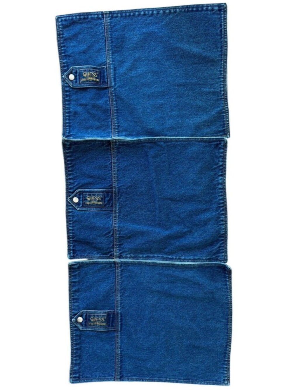 Vtg GUESS Denim Jean Placemats Lot of 3 Logo Blue Table Linens Rare Design
